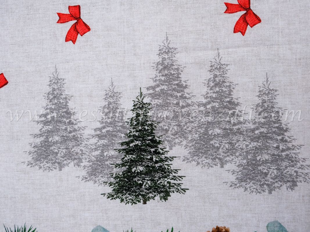 Tovaglia albero di Natale floccato bianco e oro 140 x 240 cm - Vegaooparty