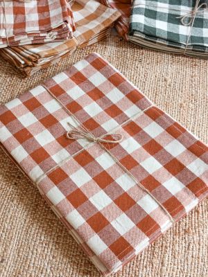 Tovaglia in cotone serie Campagne terracotta cm.150x150
