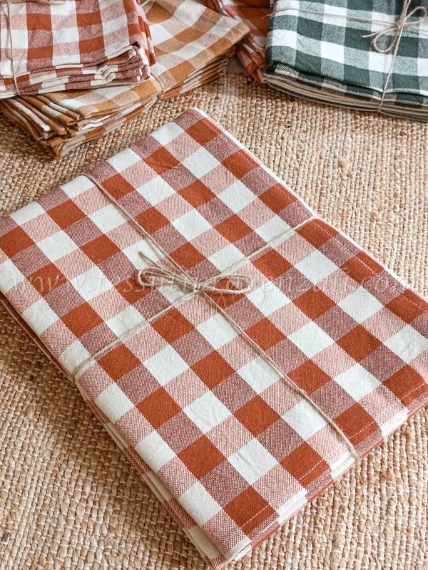 Tovaglia in cotone serie Campagne terracotta cm.150x250