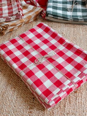 Tovaglia in cotone serie Campagne vichy rosso cm.150x250
