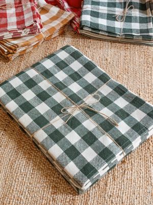 Tovaglia in cotone serie Campagne vichy verde bosco cm.150x300