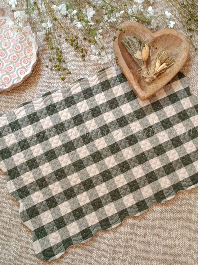 Tovaglietta americana boutis doubleface serie Campagne Vichy colore verde bosco