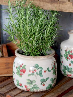 Vaso in Ceramica con Fragole Chic Antique diametro cm. 15,5 x 13 h.