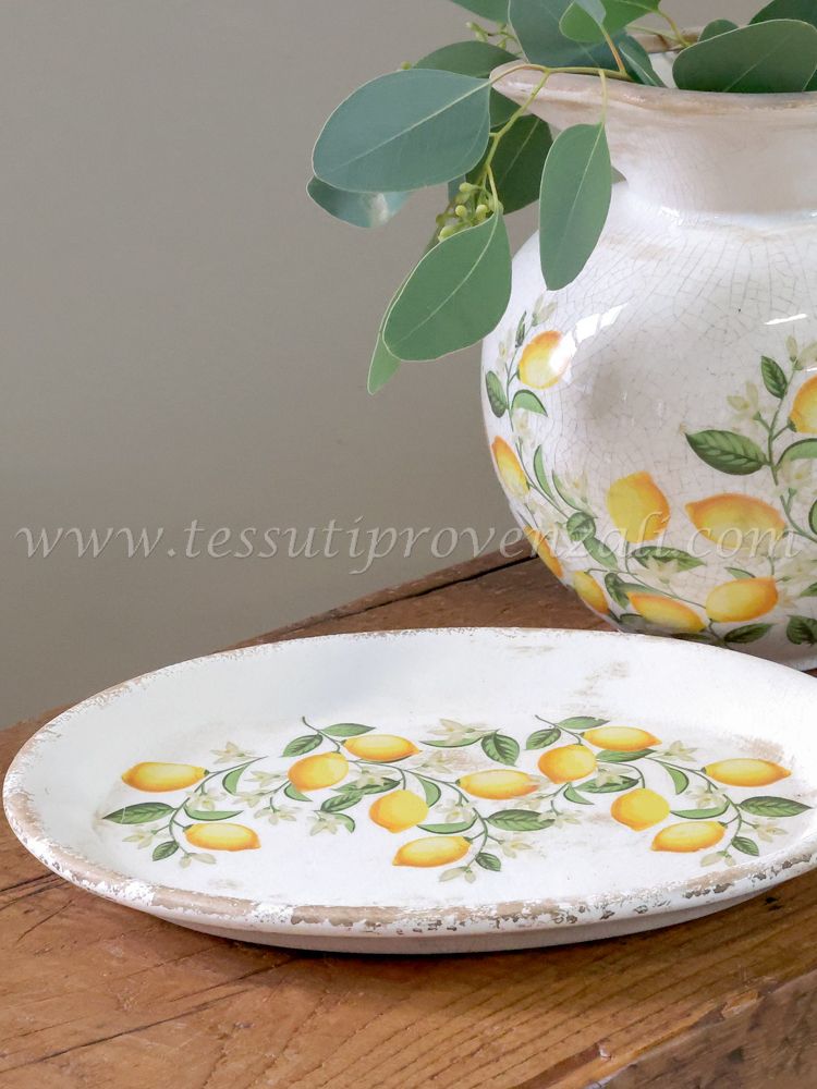 Vassoio in ceramica decoro limoni Chic Antique cm.25x18