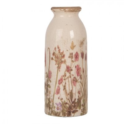 Clayre & Eef Vaso Portafiori In Terracotta A Forma Di Cane, Colore Grigio Spazzolato, 29 X 17 X 15 Cm - Decorazione Rustica Per Casa